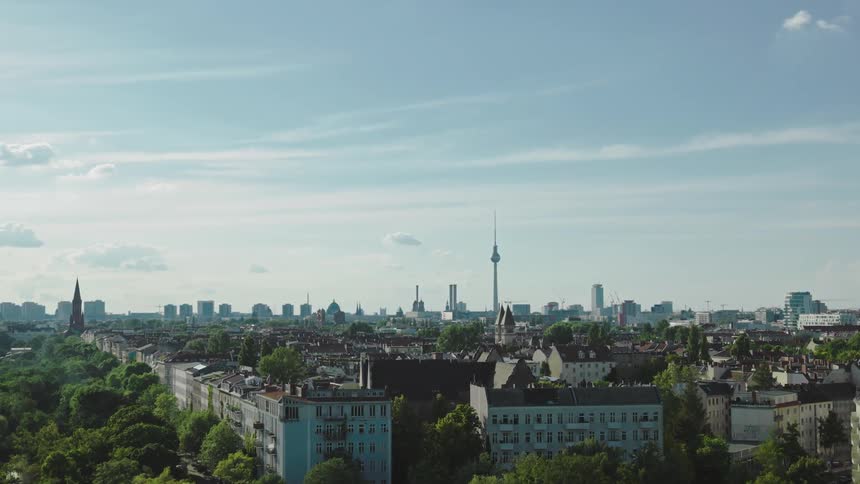 Aerial view of an urban neighborhood and modern buildings in a metropolis