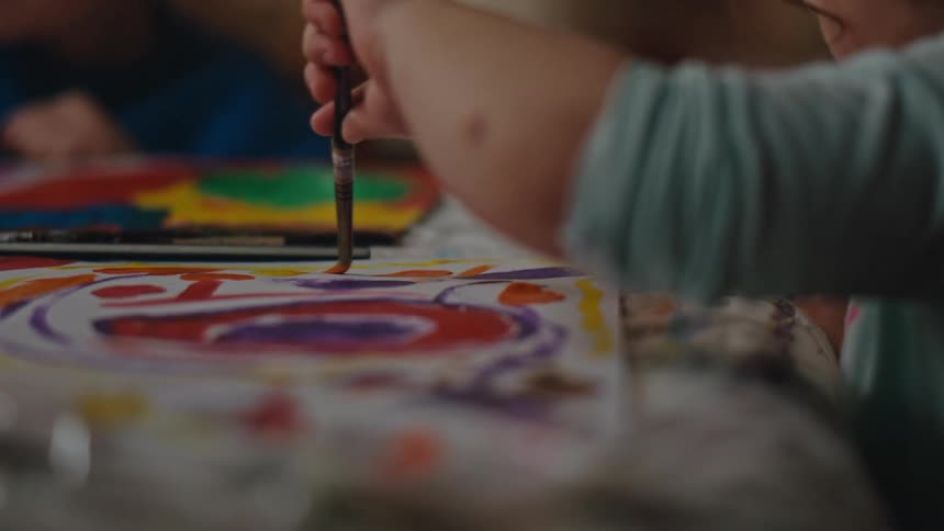 Children are painting together