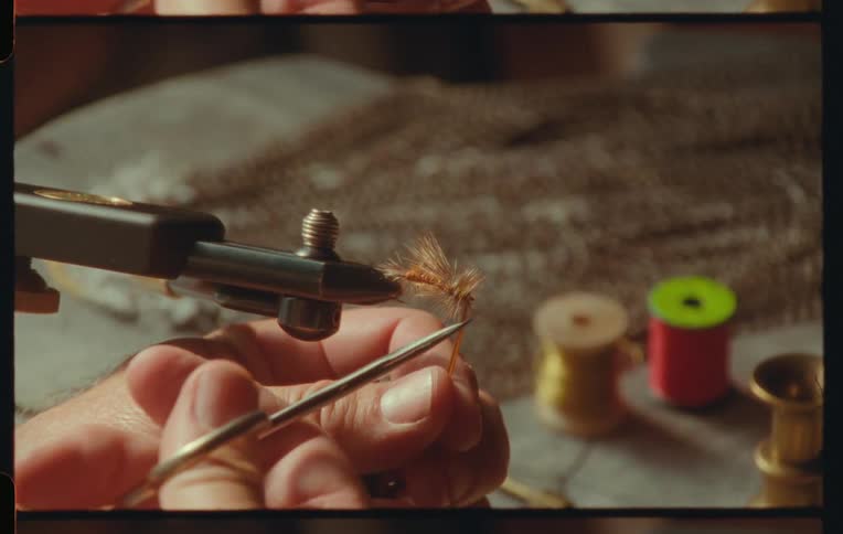 Hand tying a fly for fly fishing