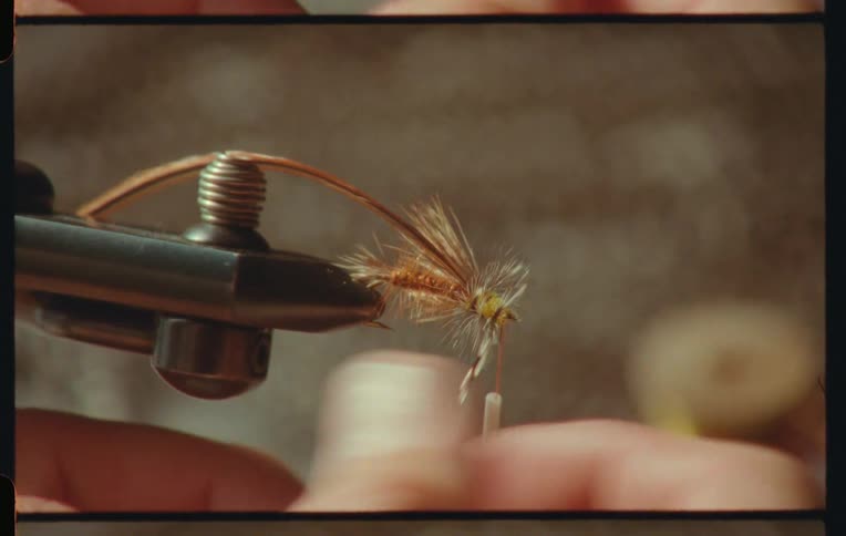 Hand tying a fly for fly fishing