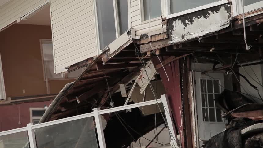 View of a building that is collapsing