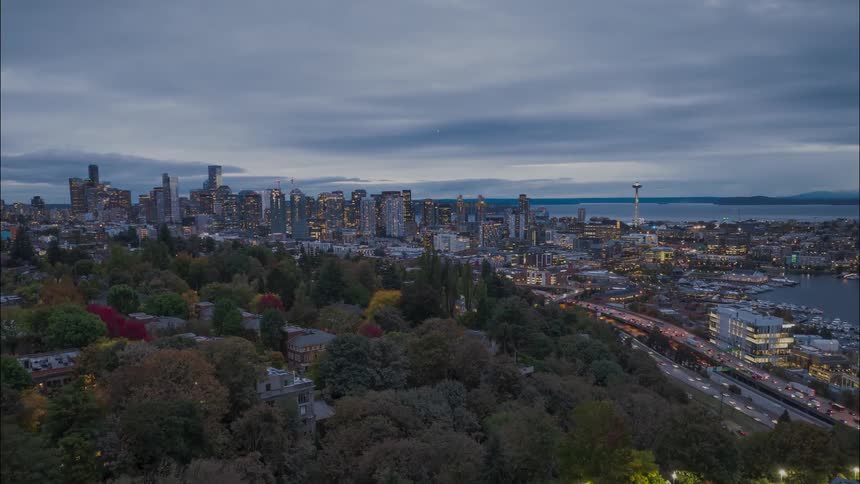 Descending along Capitol Hill towards the South Lake Union neighborhood