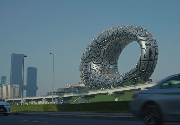 A clip of a freeway with moving cars in Dubai