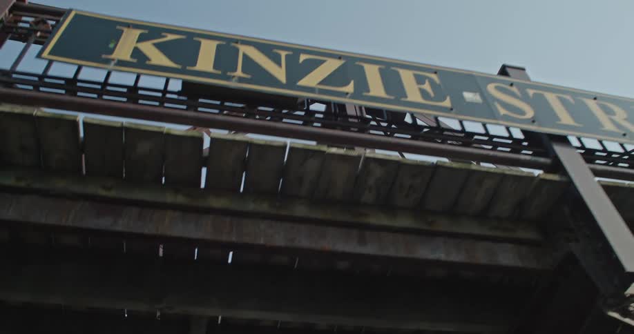 Driving under the kinzie street bridge in chicago