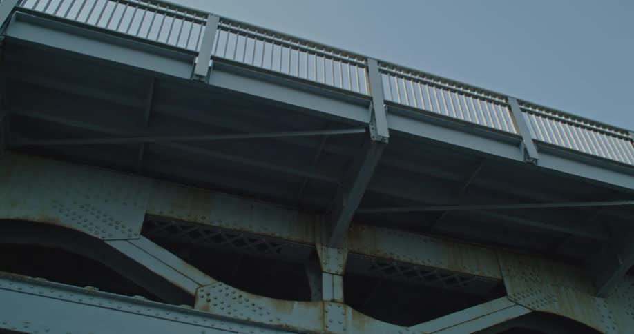 Driving under a bridge in chicago