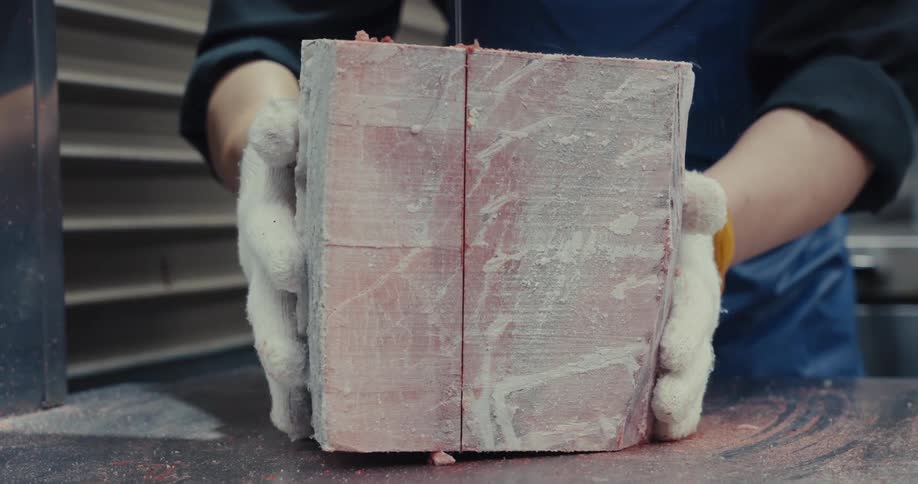 A clip of a wood cutter carving a wood