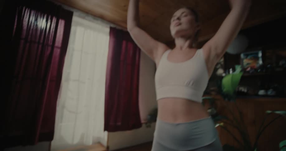 A clip of a lady stretching