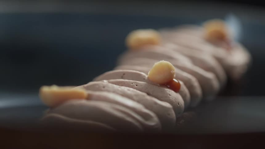 Close up of sweet pastry with nuts