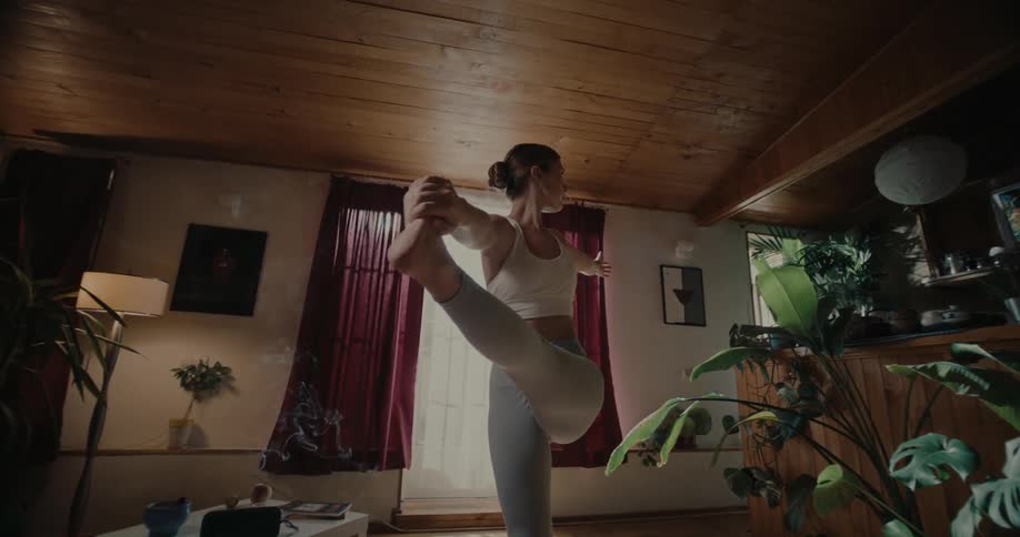 A clip of a lady stretching her legs