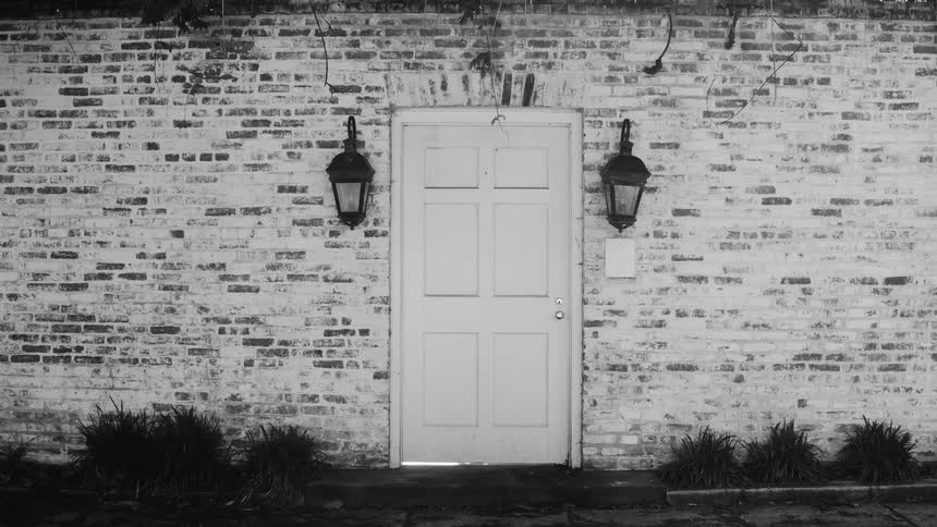 A white door is on the home
