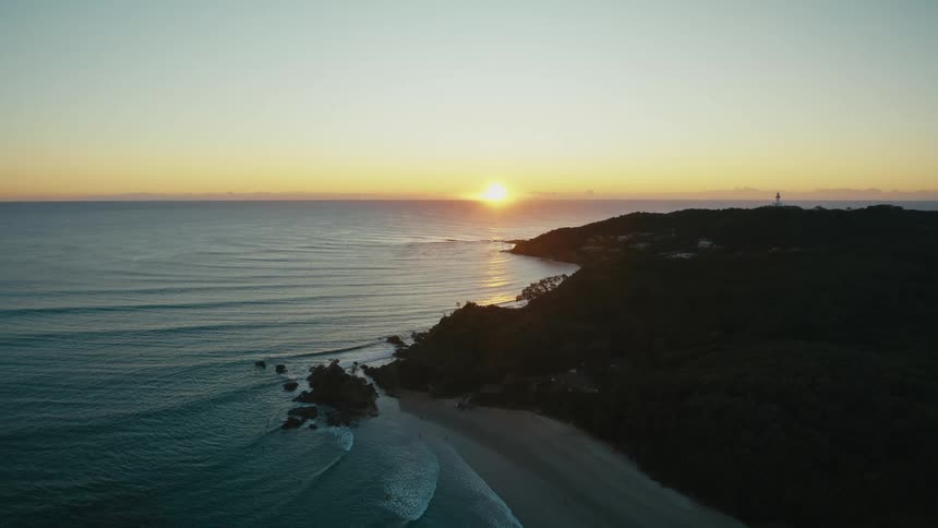 An aerial clip of a beach side