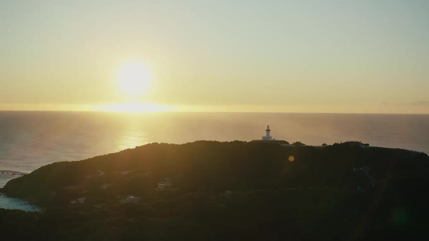 An evening aerial clip of a community