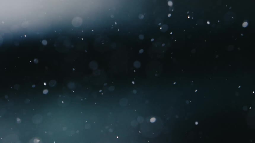 Close up of white round particles flying around