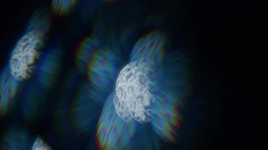 Exposure of a glowing abstract sphere against a dark background