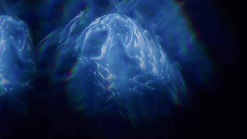 Liquid and dense texture with abstract blue lights