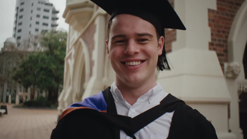 A clip of happy graduating student