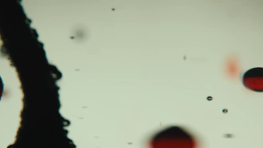 Drops of ink flow in clear fluid