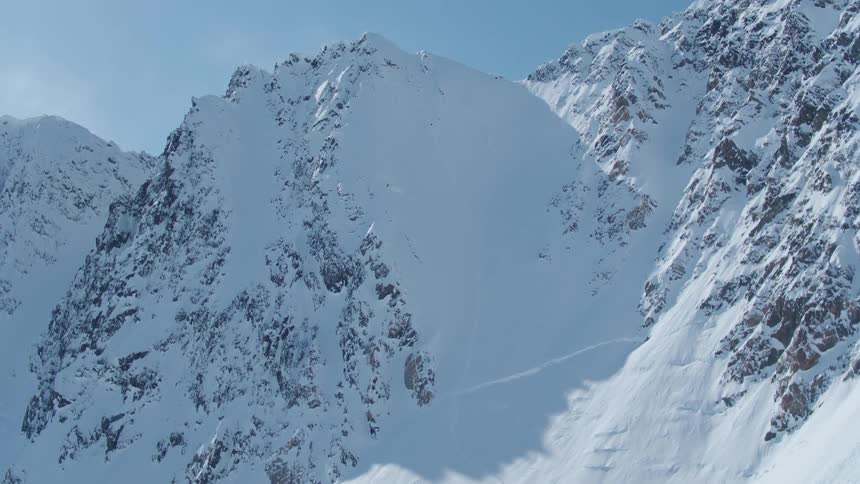 Aerial landscape of snowy mountains