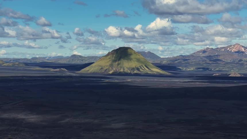 Aerial panorama of a mountainous valley