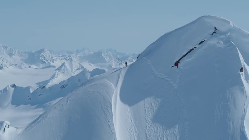 An aerial clip of a slopy part of a mountain top