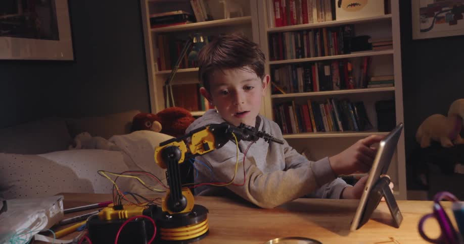 A clip of a kid operating a tablet device