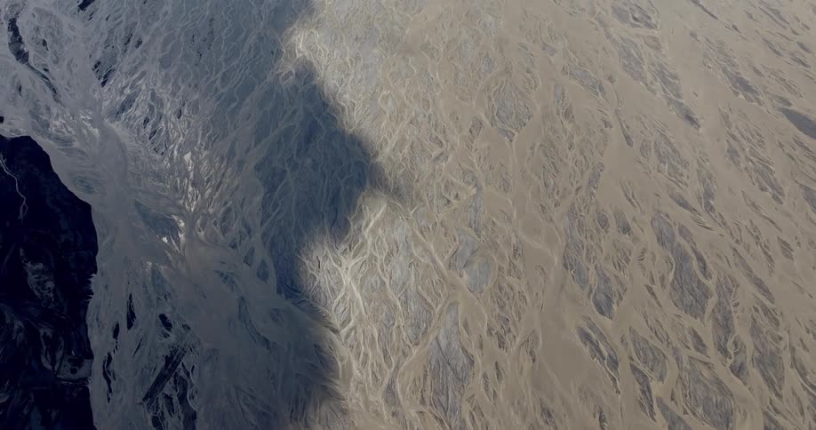 Aerial panorama of a snowy mountain
