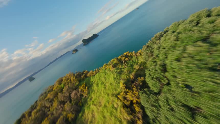 Aerial landscape of a steep crust with cliffs by the sea