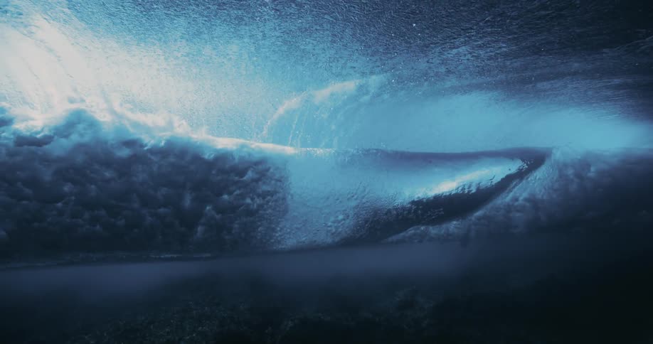 An underwater view of the sea waves