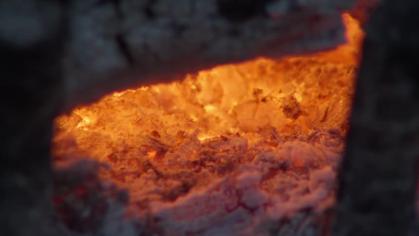 Close up of embers with fire