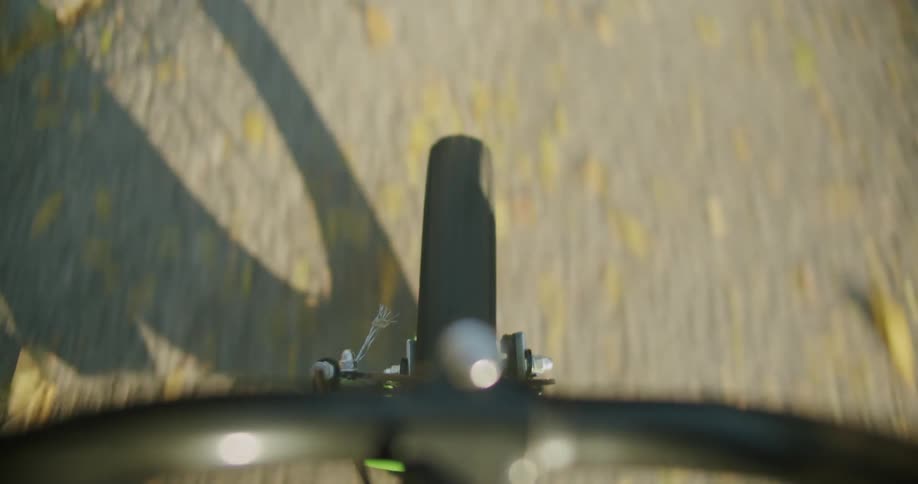 Bicycle point of view and the front wheel in motion