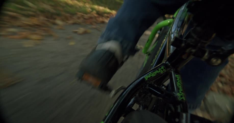 Close up of legs of a person riding a bicycle