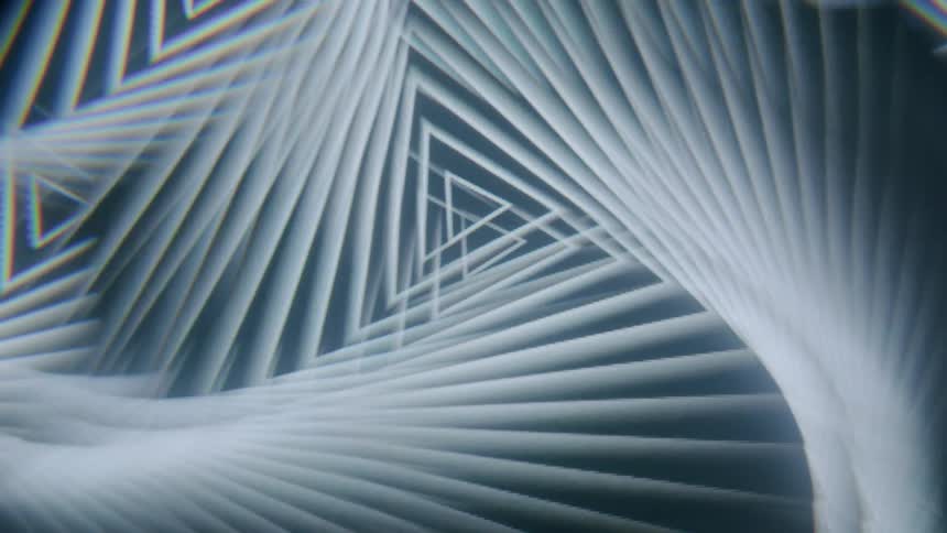 A spinning pattern of overlapping triangles radiating outwards