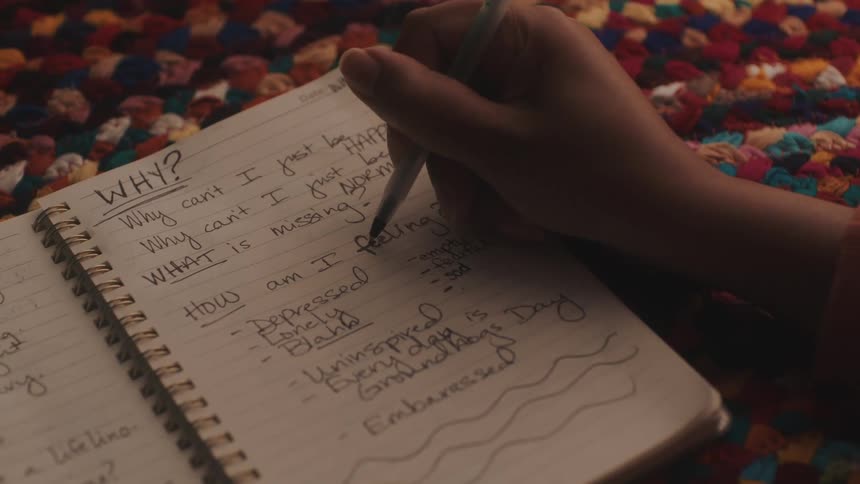 Hand with a pencil writing in a notebook