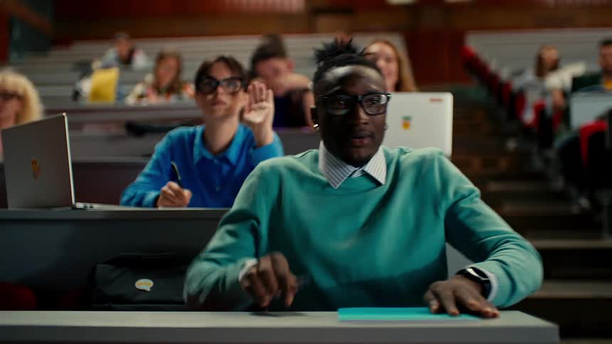 A college student arrives late at class