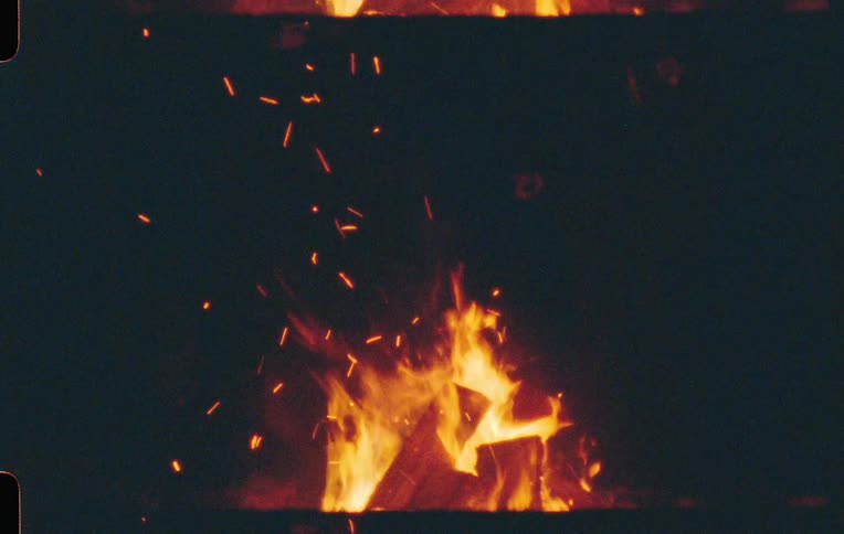 Bonfire lit at night
