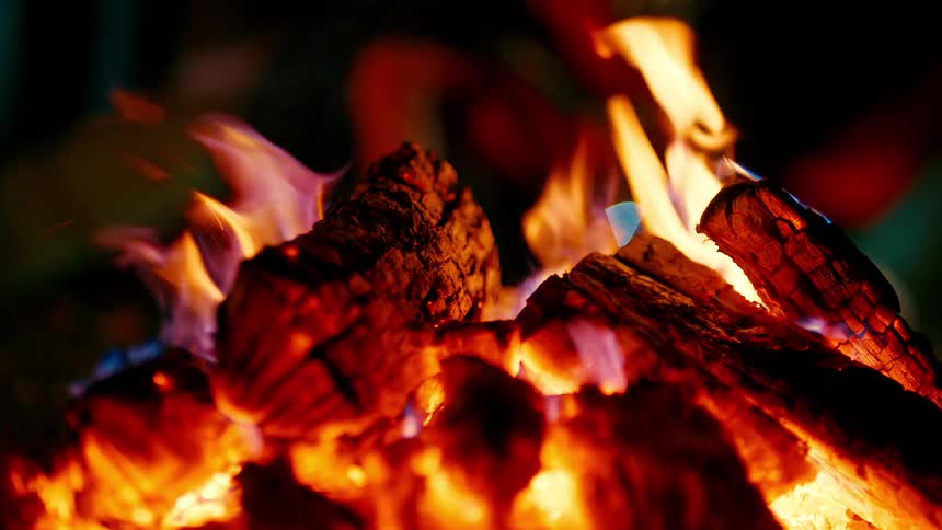 A close up clip of a burning fire
