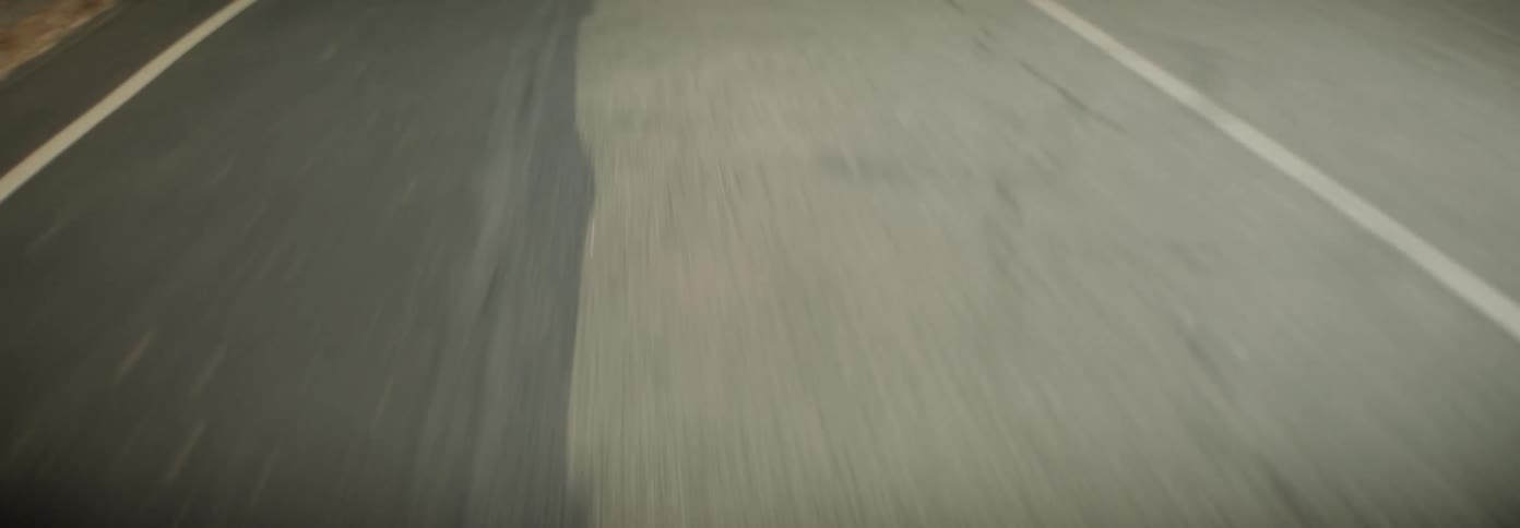 The road passes by during the day