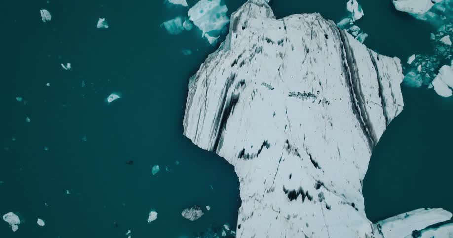 Aerial view of an iceberg in the ocean