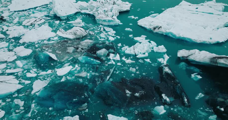 Aerial view glacial ice berg