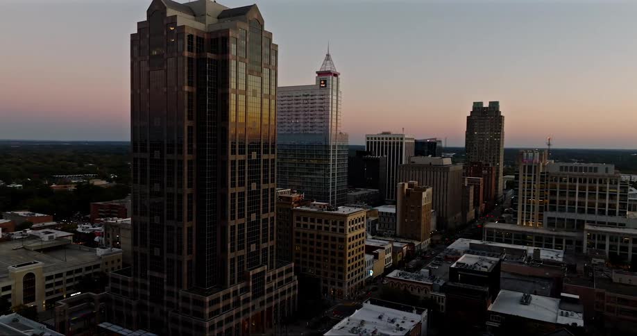 A few skyscrapers in a city