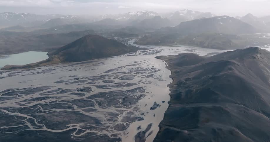 An aerial clip of the shore