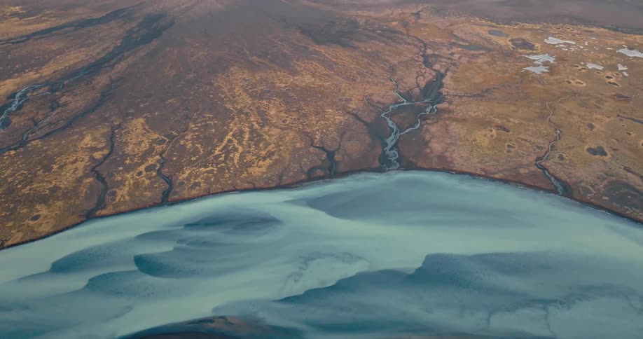 An aerial clip of a coastal area
