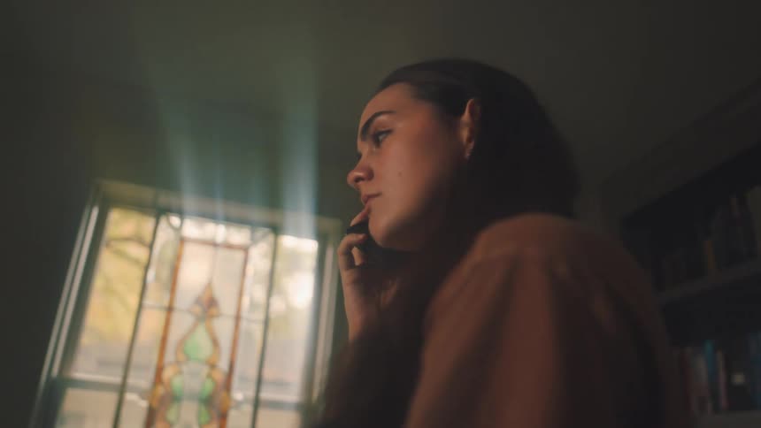 Woman standing on a phone call