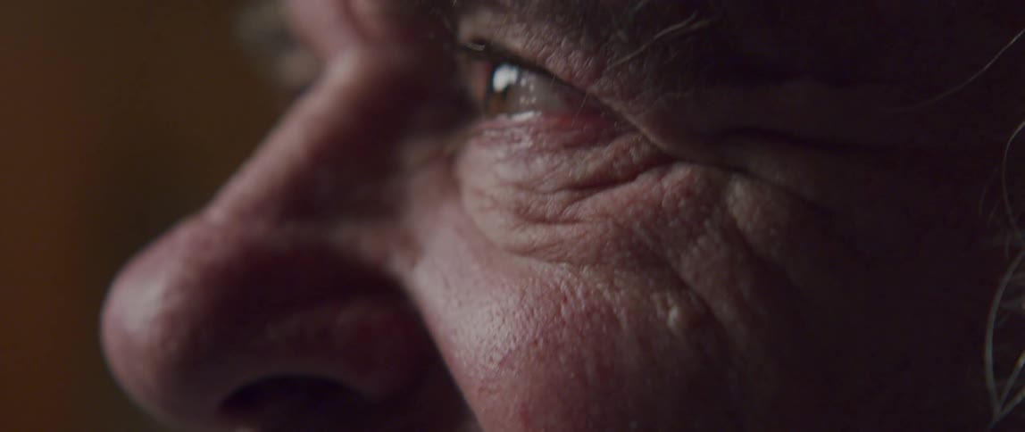 Close up of the eyes of an elderly man