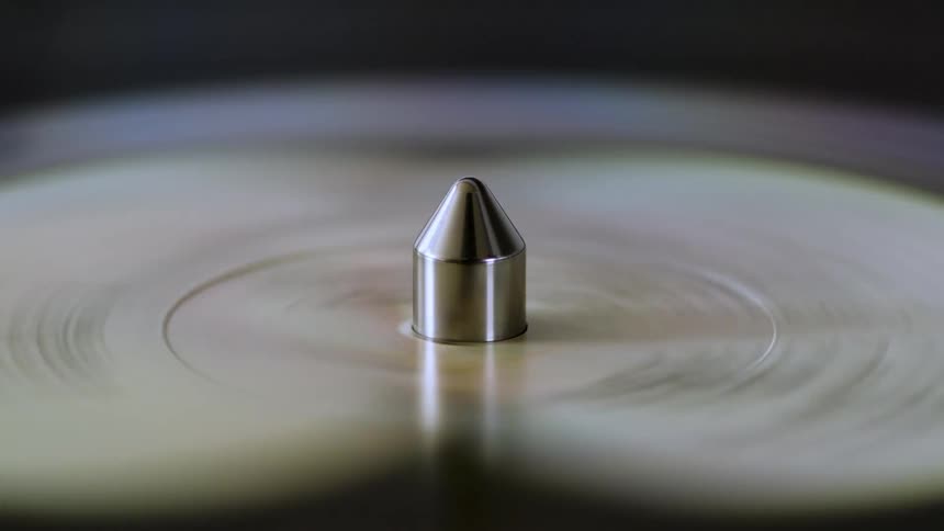 Close up of a spinning cd