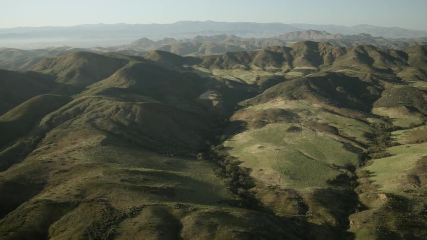 Aerial view of a green mountainous area