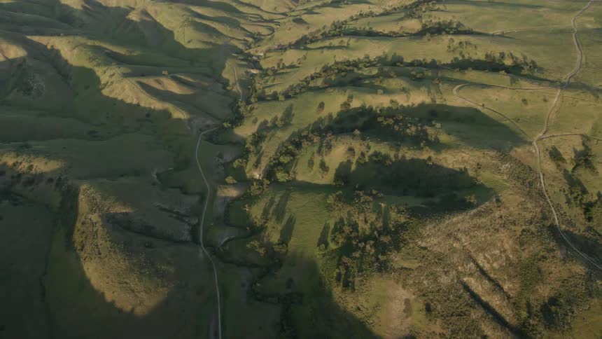 Aerial view of mountainous green areas
