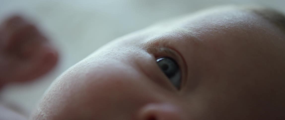 Close up of baby's eye and nose