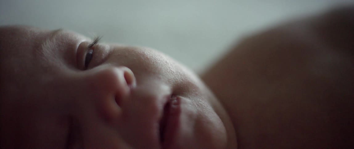 Extreme close-up view of an infant's face