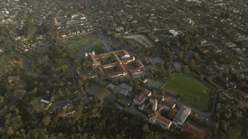 Aerial view of a compound sitting in the suburbs